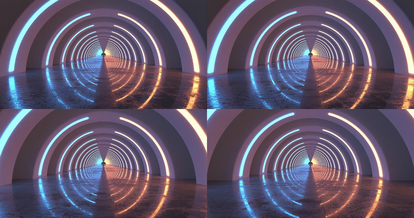 未来科幻走廊特效动画合成元素光效