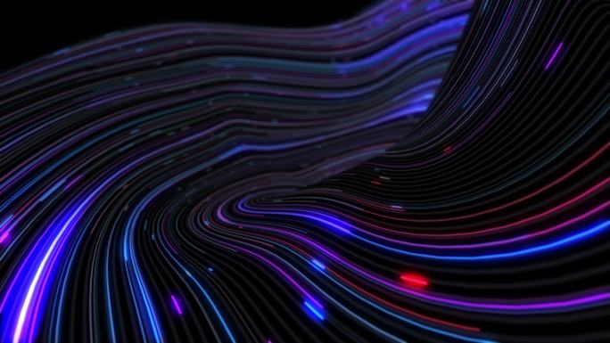 彩色抽象曲线背景动态线条流动光粒子星空宇