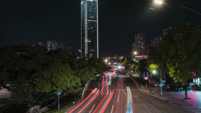 温州城市道路夜景延时