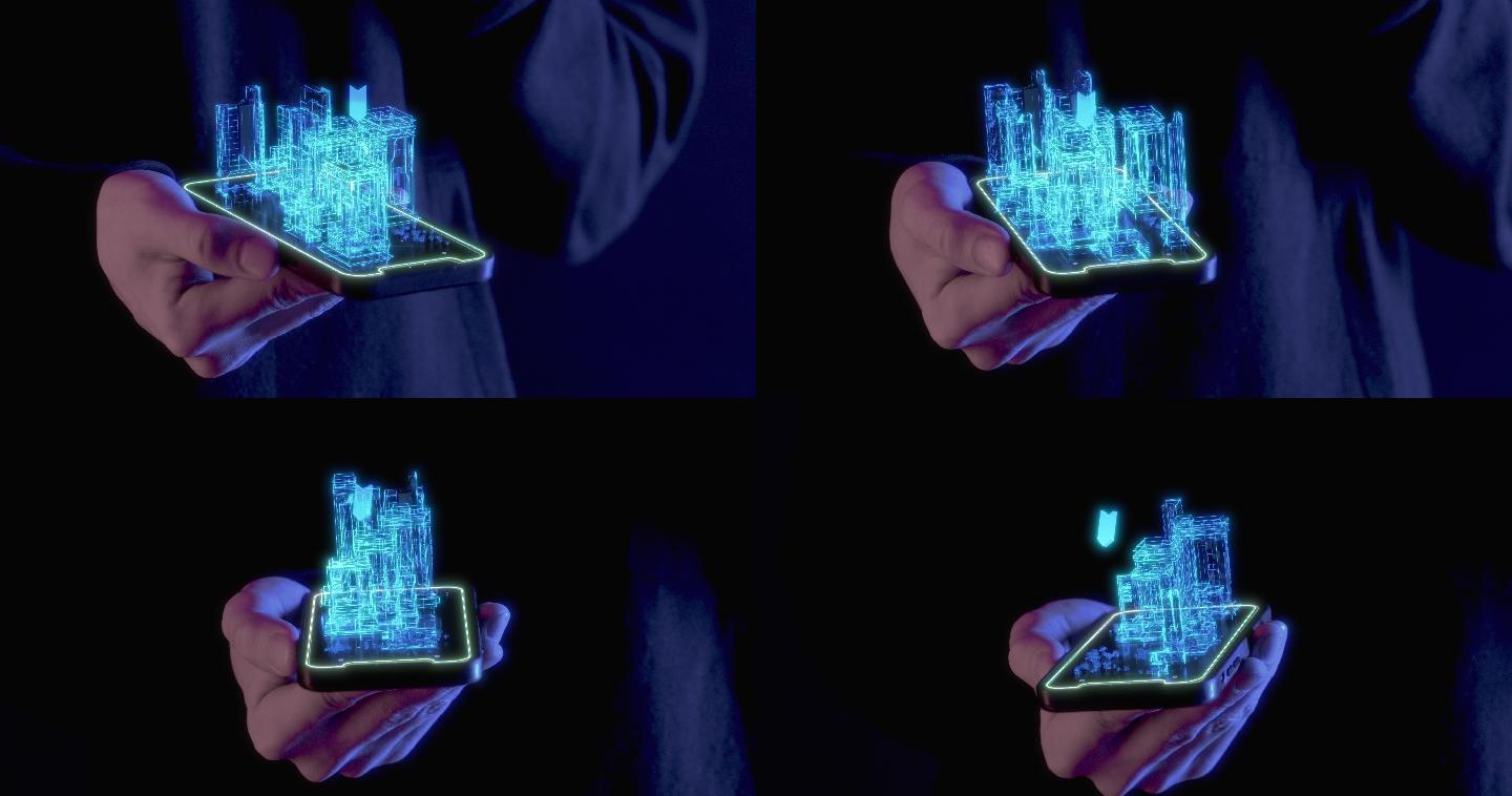 智能手机上城市地图的三维全息图，