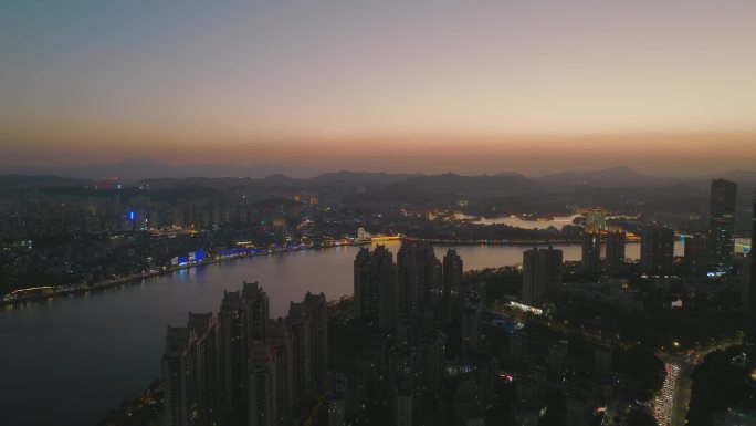 惠州城市航拍黄昏