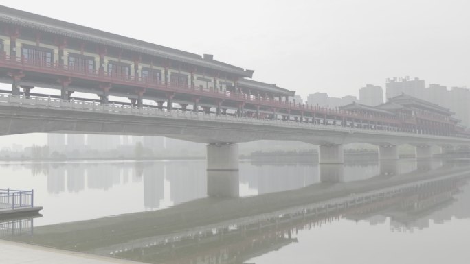 咸阳地标 故都廊桥 古渡廊桥 咸阳夜景