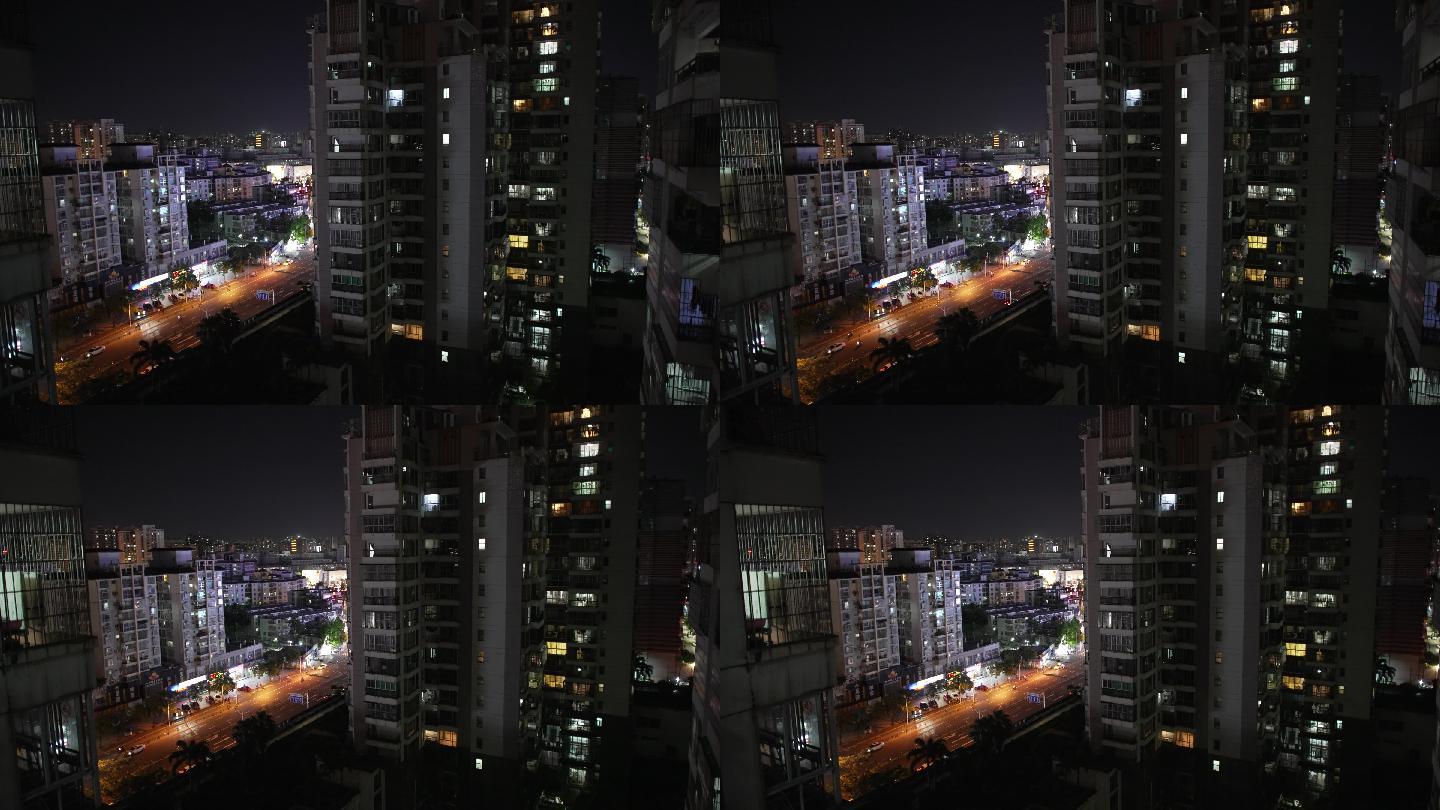 夜晚俯视街景