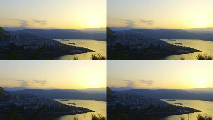 4K-夕阳下的绥江县城