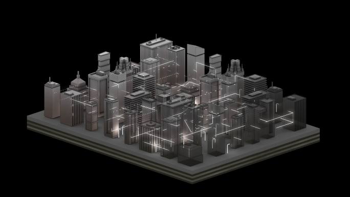 互联城市图形动画元素地产3D