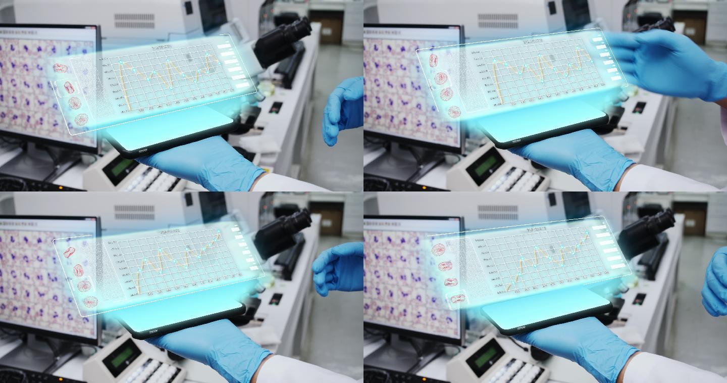 医院实验室内纳米技术水平的红细胞检查。