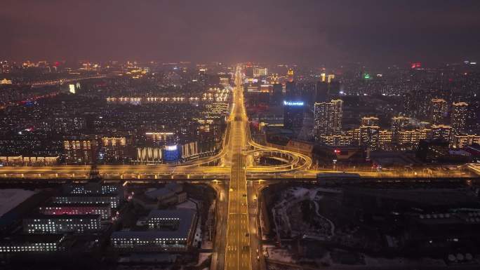 长春城市夜景空镜无人