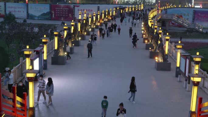 咸阳地标 故都廊桥 古渡廊桥 咸阳夜景