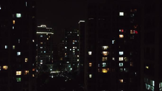 万家灯火，小区夜景，城市用电，窗户灯光