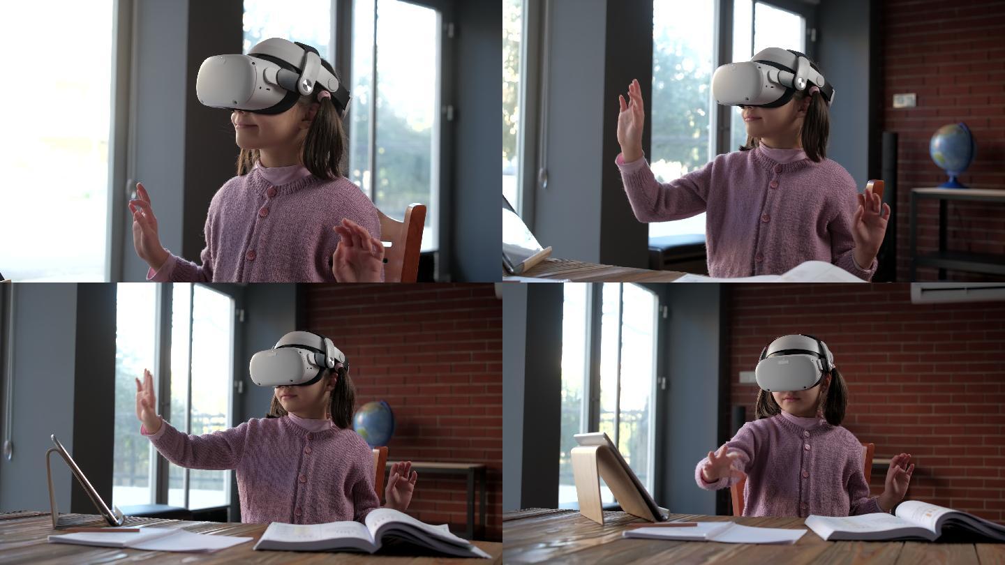 体验VR的女孩ar技术增强现实沉浸式