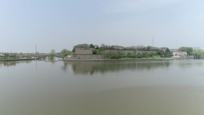 荆州古城墙护城河航拍