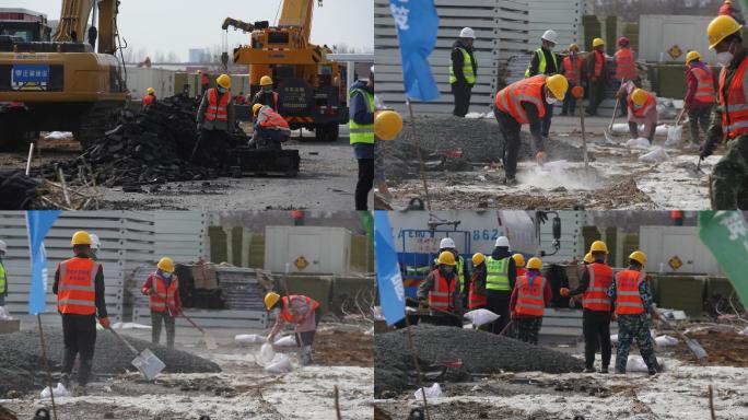 方舱建设工地水泥混合搅拌延时