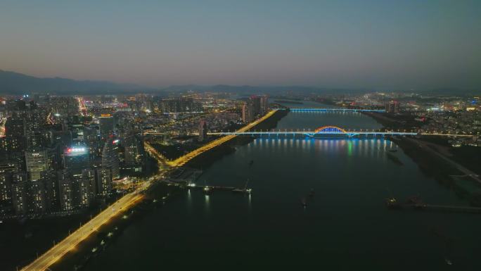 惠州城市航拍东江夜景