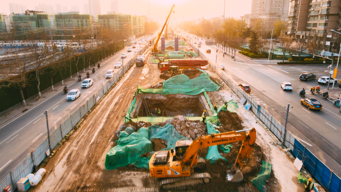 修路城市建设航拍