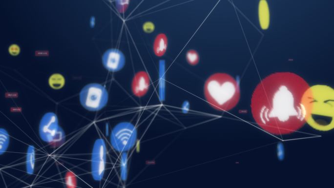 社交媒体网络图标与线条动画的连接