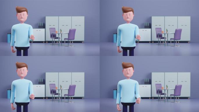 在办公室进行3d人体动画步行练习。