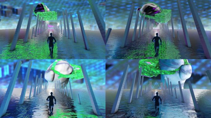 元宇宙概念背景赛博朋克AR全息VR游戏