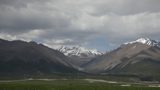 雪山 延时 青海 门源 油菜花