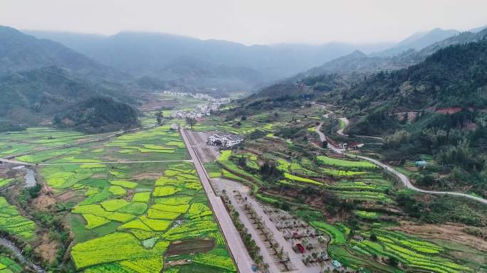 4K航拍婺源篁岭山谷村庄田园07