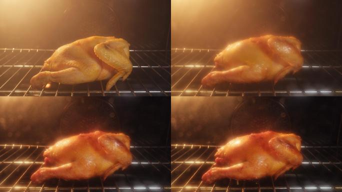 4K烤鸡过程  烧箱 制作 煮食 延时