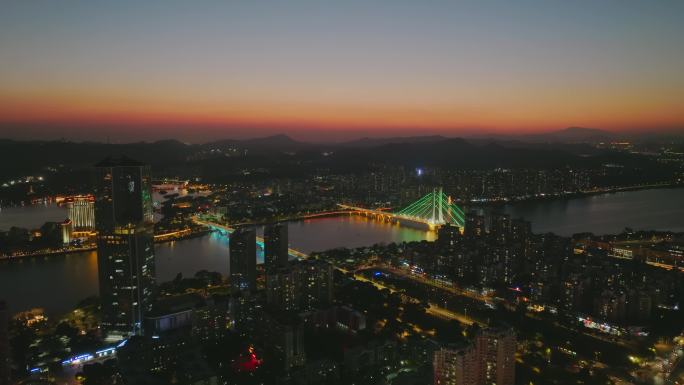 惠州城市航拍黄昏