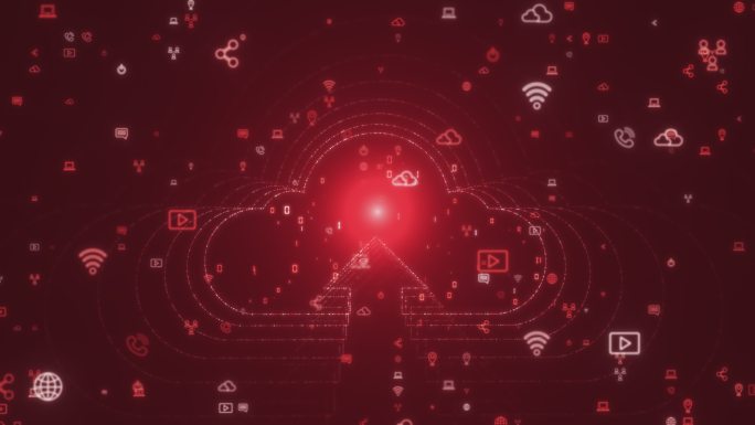 云存储动画云端红色图标