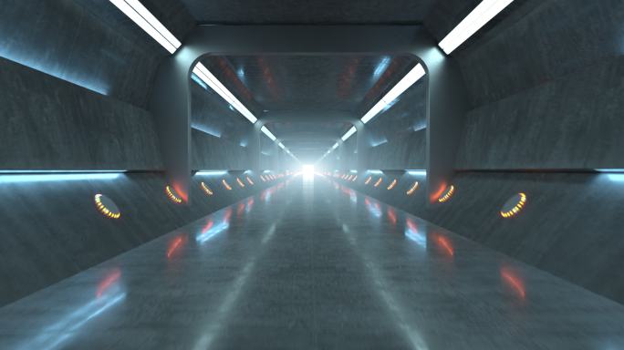 科幻概念走廊隧道时空隧道粒子加速
