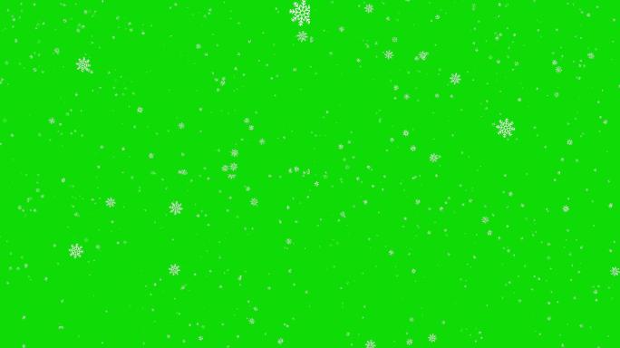 降雪在绿色屏幕上雪花绿幕抠像