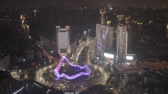 4K-log-航拍雨中的武汉光谷广场