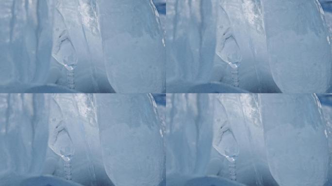 冰冻的山泉冰雪消融南极冰川北极冰山