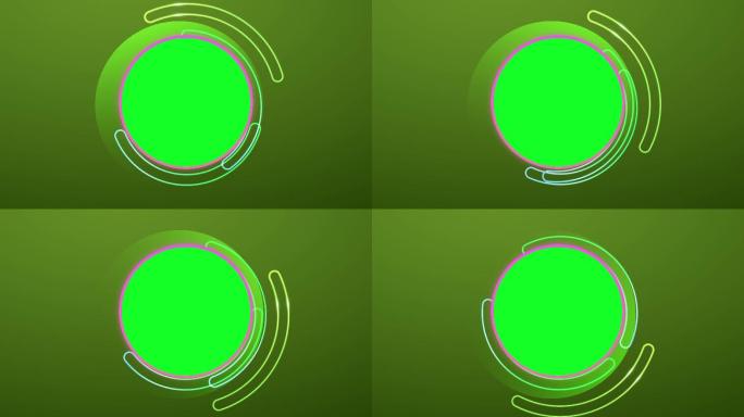 绿色背景线条环形圆圈