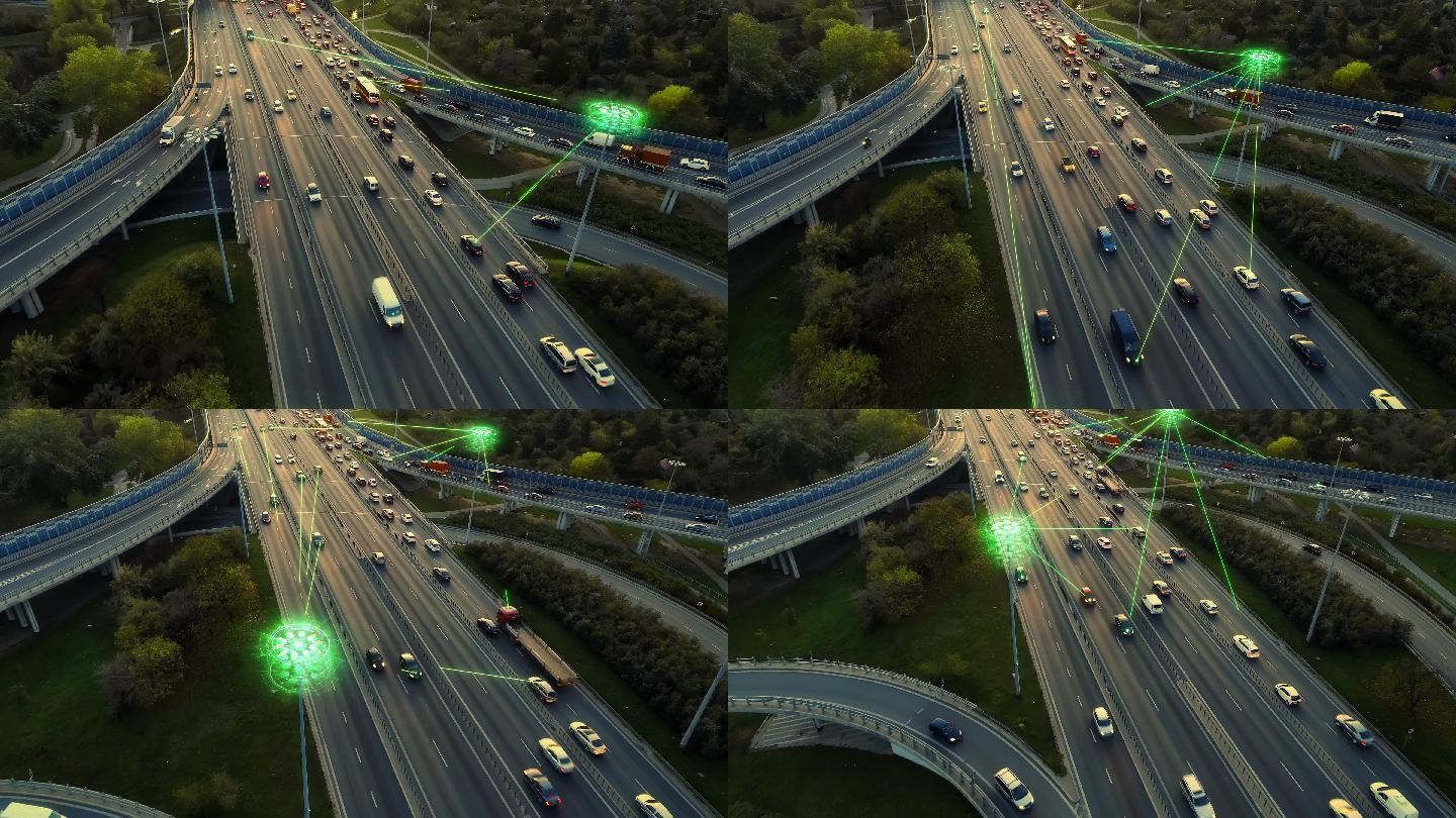 无人机俯瞰高速公路。