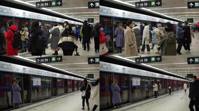 北京地铁等车的人群