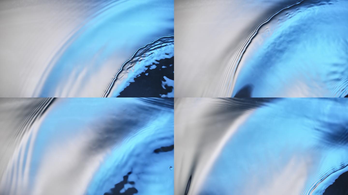 液体表面形成波纹光影奢华高雅意境艺术蓝色