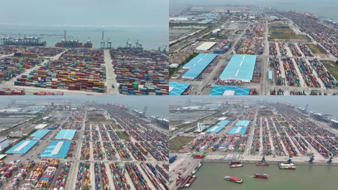 广州自贸区南沙港集装箱码头航拍4K御3