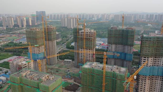 南京城市建筑楼盘地产在建工地航拍景观