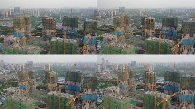 南京城市建筑楼盘地产在建工地航拍景观