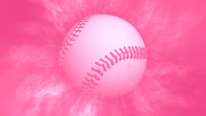 棒球的抽象背景旋转的棒球棒球在粉色抽象背