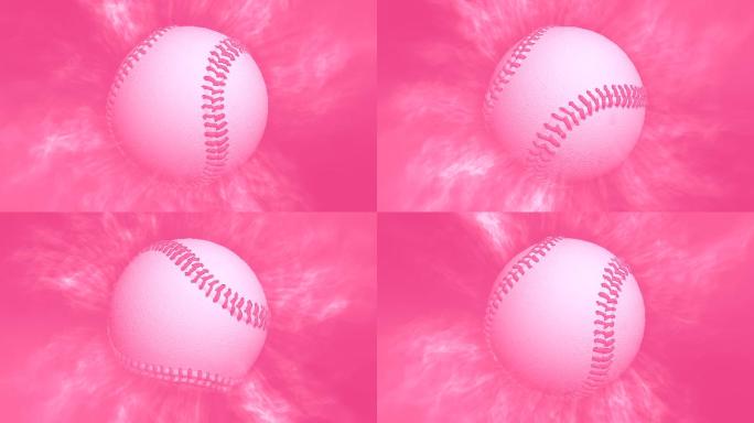 棒球的抽象背景旋转的棒球棒球在粉色抽象背