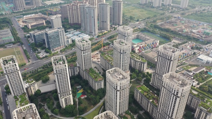 南京地标建筑地产楼盘城市天际线风光航拍