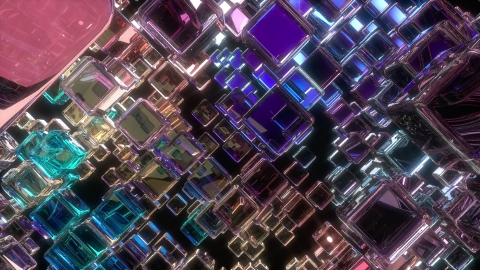 由玻璃矩形组成的反射抽象背景。
