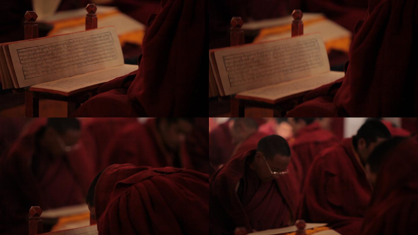 西藏族拉萨 寺庙   祈祷诵经文 油灯