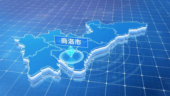 陕西商洛市蓝色科技感定位地图