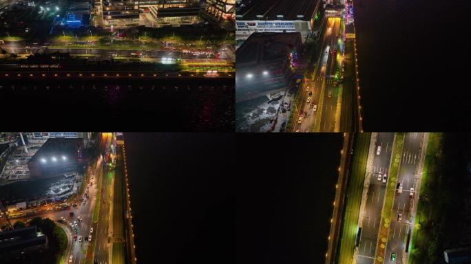 广州琶洲阅江西路夜景航拍视频素材4K御三