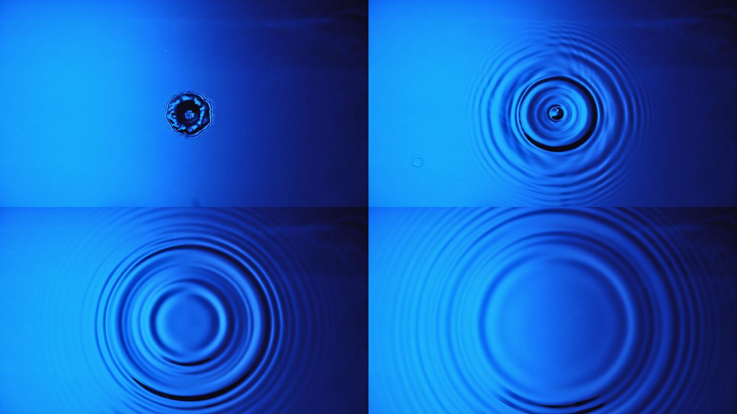 蓝色背景涟漪素材水滴圆圈墨汁水墨