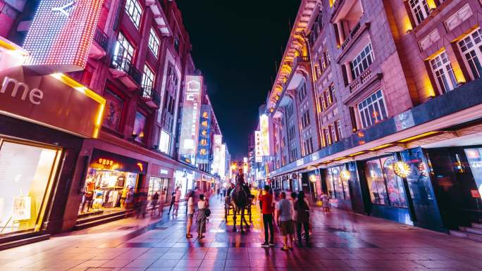 原创4K天津劝业场滨江道南京路夜景延时