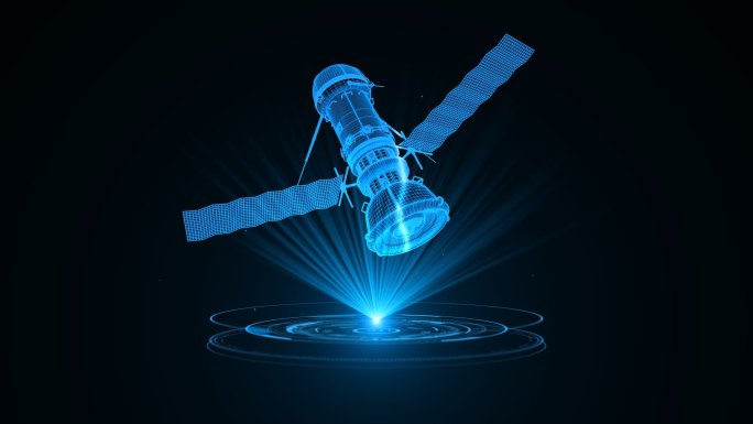 【原创】蓝色线框全息科技卫星动画带通道