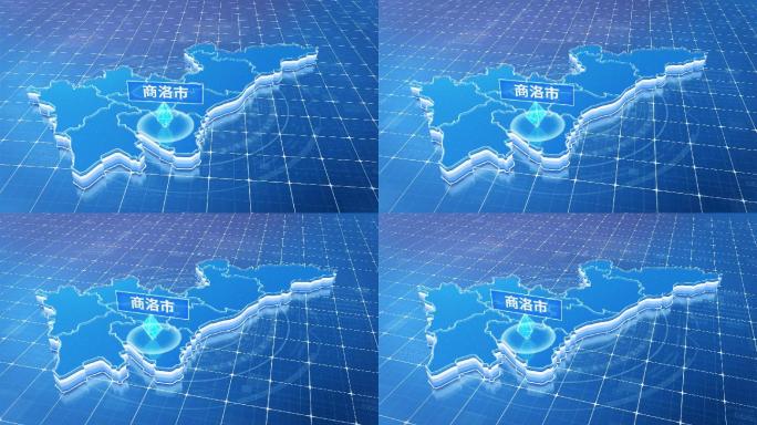 陕西商洛市蓝色科技感定位地图ae模板