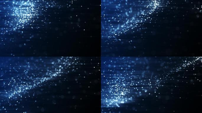 蓝色粒子蓝色光点背景白色粒子飞舞