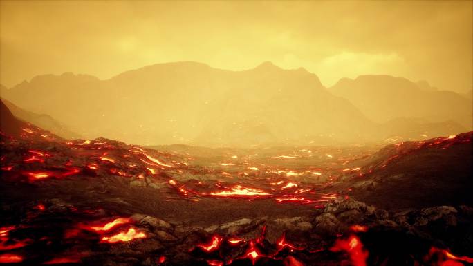 火山岩浆熔岩火焰山4k